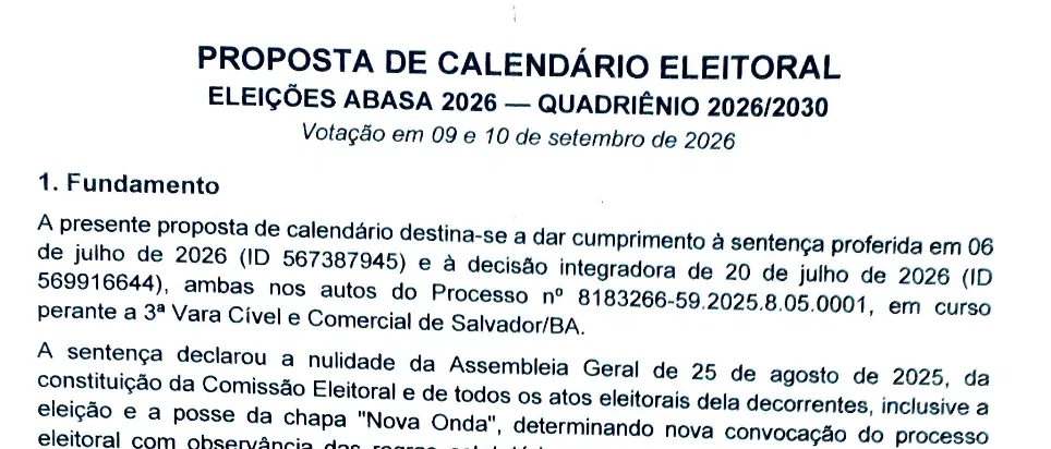 Proposta de Calendário Eleitoral